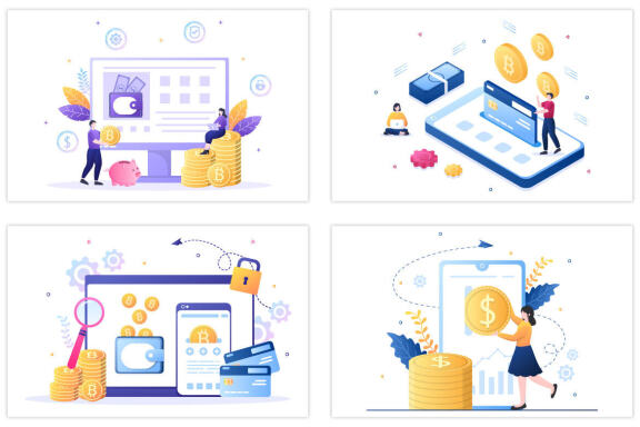 15 Cryptocurrency Blockchain Wallet Application Illustration