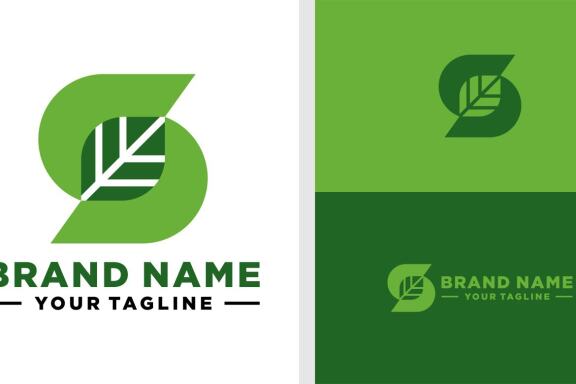 LETTER S LOGO LEAF NEGATIVE SPACE MONOGRAM EDITABLE