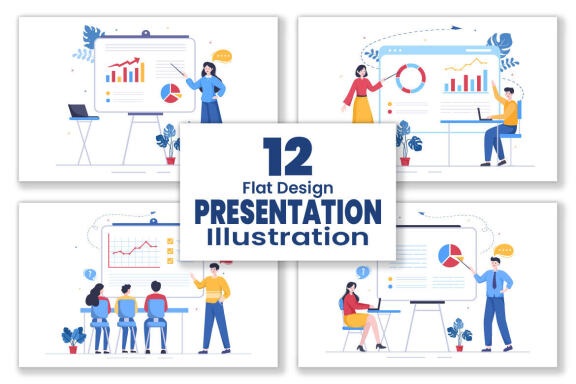 12 Presentation Marketing Planning Cartoon Illustration