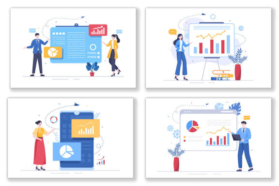 12 Presentation Marketing Planning Cartoon Illustration