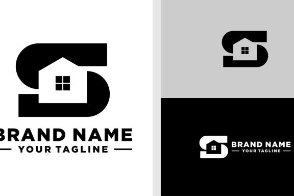LETTER S LOGO HOME NEGATIVE SPACE EDITABLE