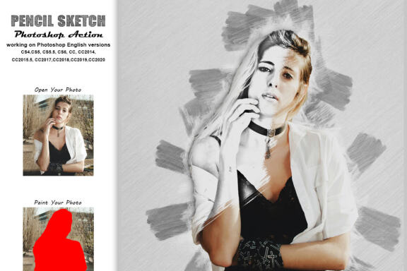 Pencil Sketch Photoshop Action Vl-2