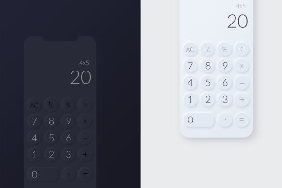 Calculator Neumorphic Screen Mockup