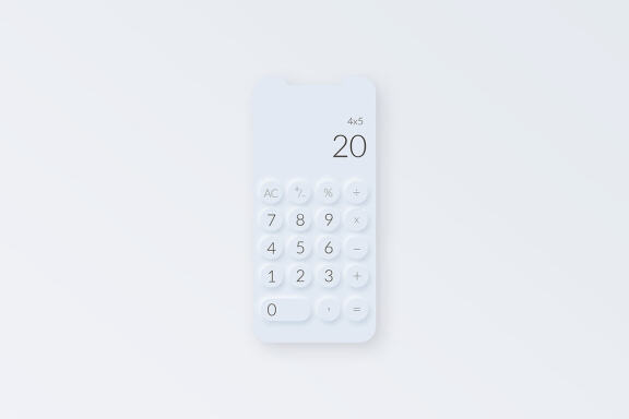 Calculator Neumorphic Screen Mockup