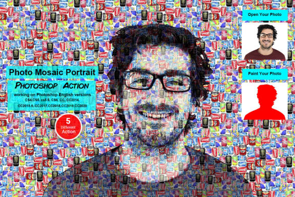 Photo Mosaic Portrait Photoshop Action