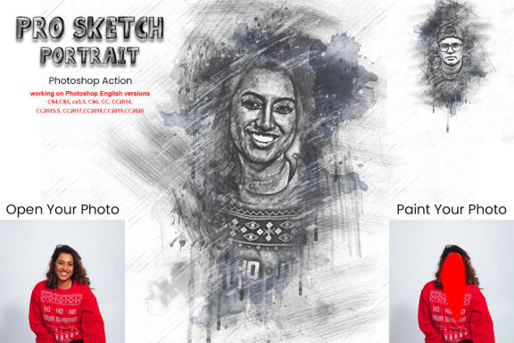Pro Sketch Portrait Photoshop Action