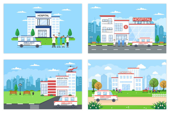 20 Hospital Building for Healthcare Illustration