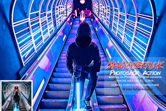 Canva Cyberpunk Photoshop Action