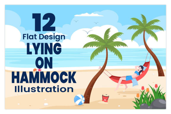 12 People Lying on Hammock Illustration