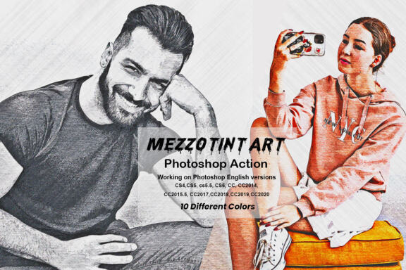 Mezzotint Art Photoshop Action