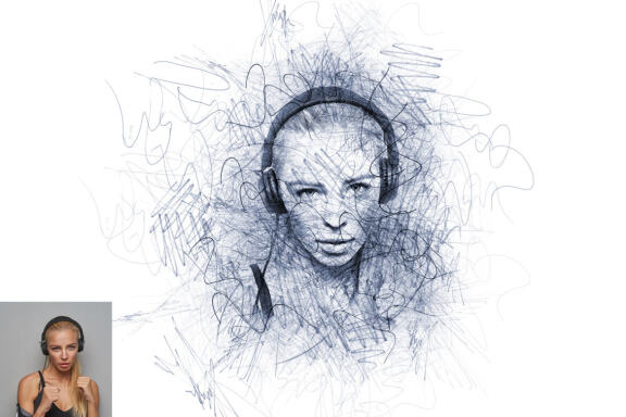Portrait Scribble Sketch  Photoshop Action