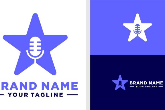 STAR LOGO MICROPHONE NEGATIVE SPACE EDITABLE