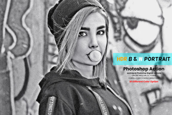 HDR B & W Portrait Photoshop Action