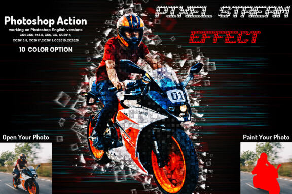 Pixel Stream Effect Photoshop Action