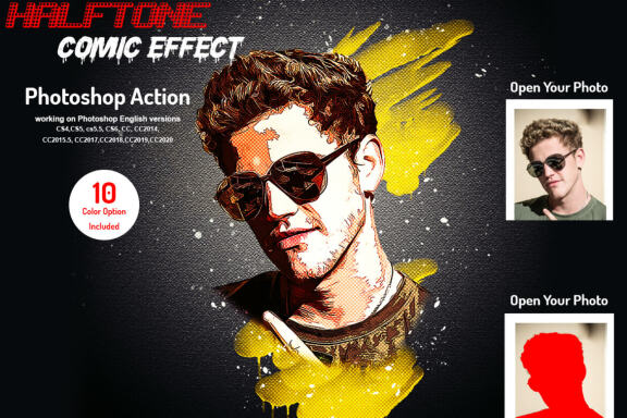 Halftone Comic Effect Photoshop Action