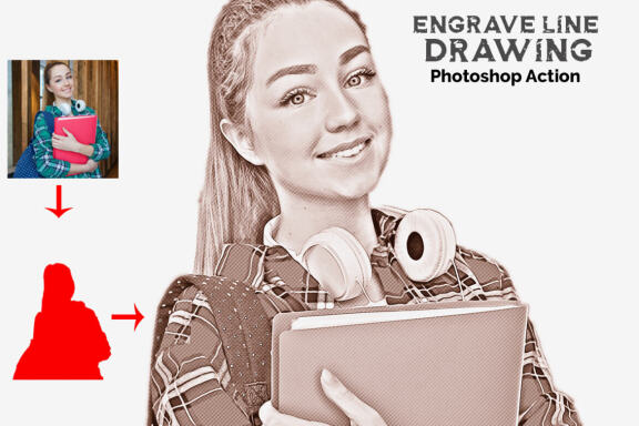 Engrave Line Drawing Ps Action