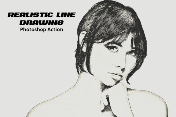 Realistic Line Drawing Ps Action