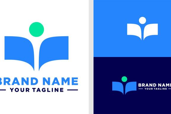 BOOK LOGO PEOPLE NEGATIVE SPACE EDITABLE