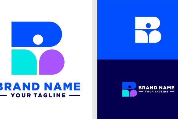 LETTER B LOGO PEOPLE NEGATIVE SPACE EDITABLE