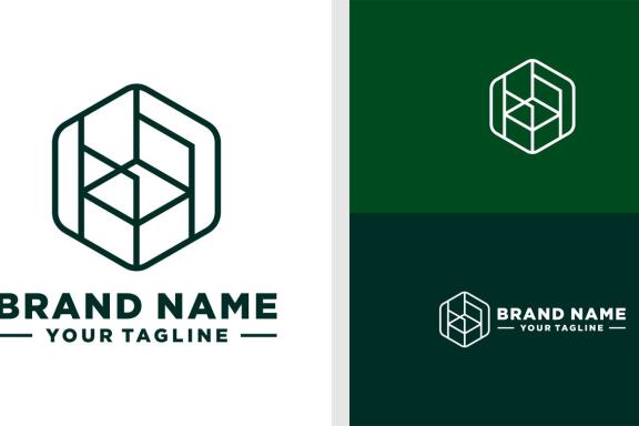 FURNITURE LOGO CHAIR NEGATIVE SPACE HEXAGON LINE EDITABLE