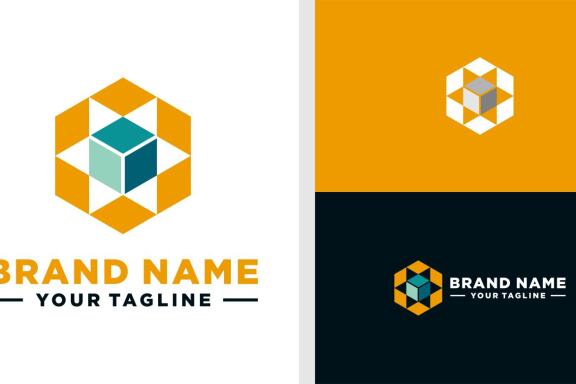 SUN LOGO HEXAGONAL GEOMETRIC TECHNOLOGY EDITABLE