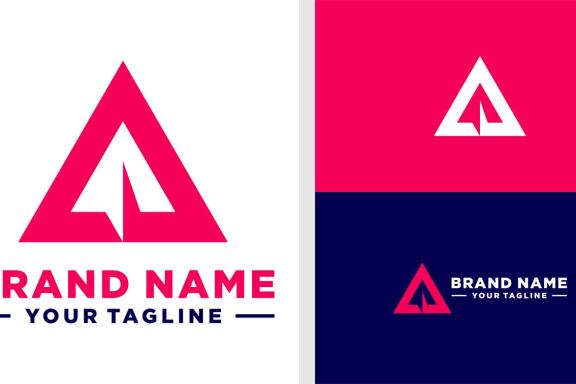 ROCKET LOGO NEGATIVE SPACE TRIANGLE EDITABLE