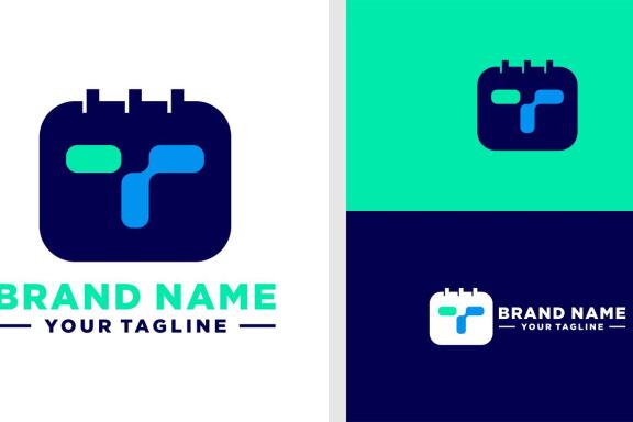 LETTER T LOGO SCHEDULE APP NEGATIVE SPACE EDITABLE