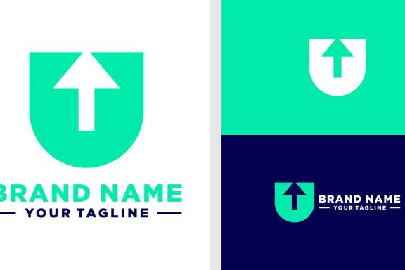 LETTER U LOGO ARROW NEGATIVE SPACE EDITABLE