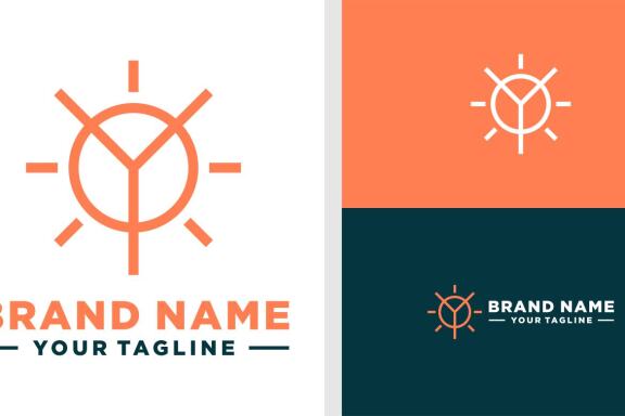 LETTER Y LOGO SOLAR PANEL LINE EDITABLE
