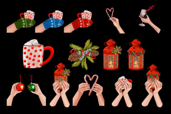 Christmas overlays - Hand with a gift clipart
