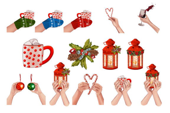 Christmas overlays - Hand with a gift clipart