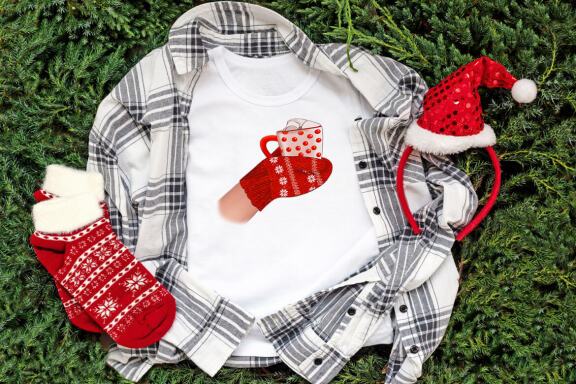 Christmas overlays - Hand with a gift clipart