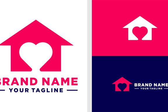 HOME LOGO LOVE NEGATIVE SPACE EDITABLE