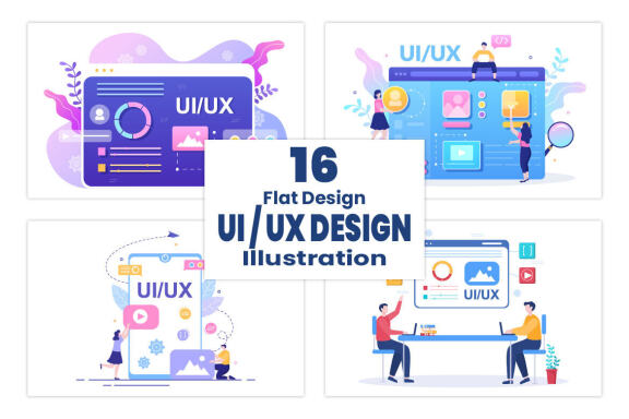 16 UI & UX Programmer Flat Design