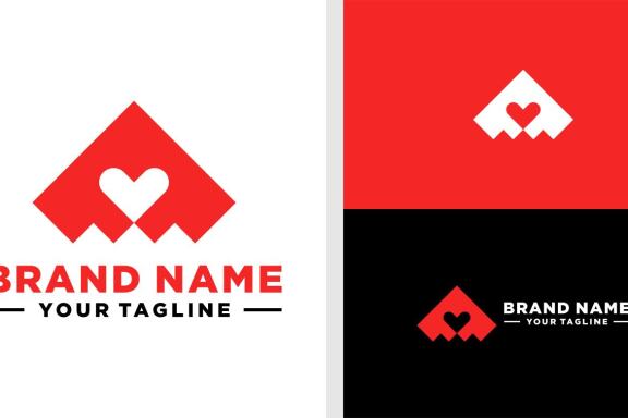 ROCKET LOGO LOVE NEGATIVE SPACE GEOMETRIC EDITABLE