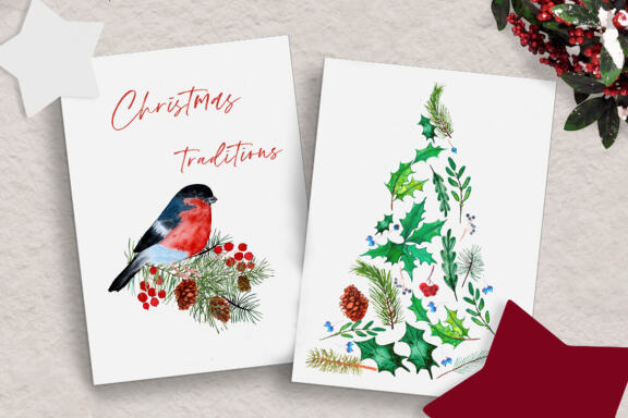 Watercolor Winter Forest Clipart