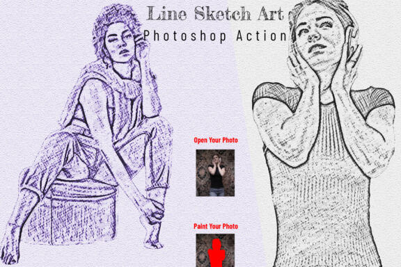 Line Sketch Art Photoshop Action