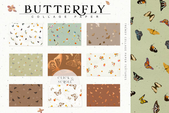 Butterfly Collage Paper Textures
