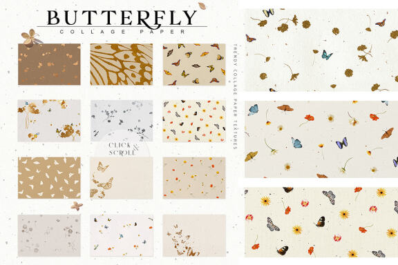 Butterfly Collage Paper Textures