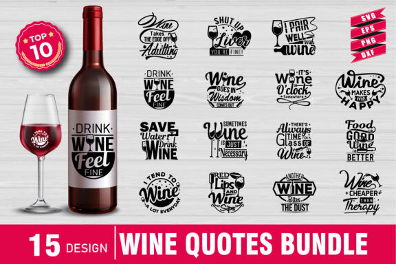 Wine quotes SVG bundle - Wine SVG, EPS, DXF, PNG