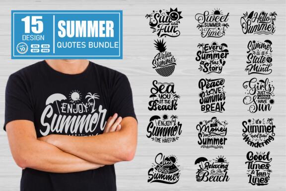 Summer SVG bundle - Summer quotes bundle SVG, EPS, DXF, PNG