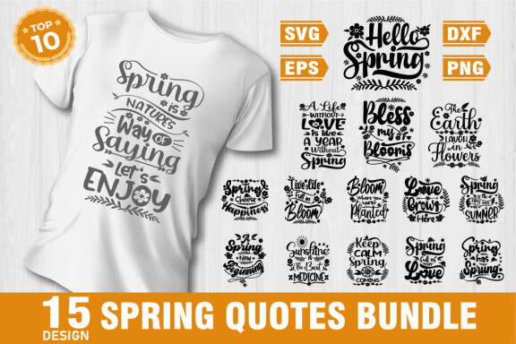 Spring SVG bundle - Spring quotes bundle SVG , EPS, DXF, PNG