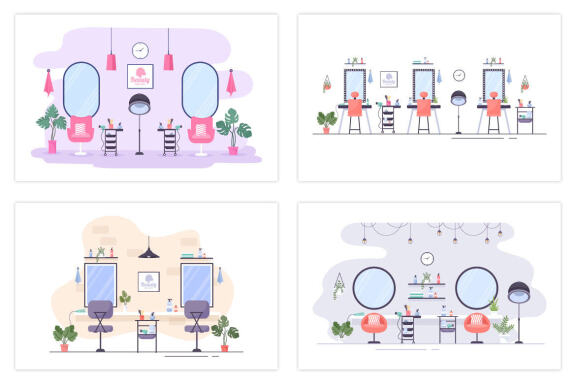 20 Beauty Salon Flat Design Illustration