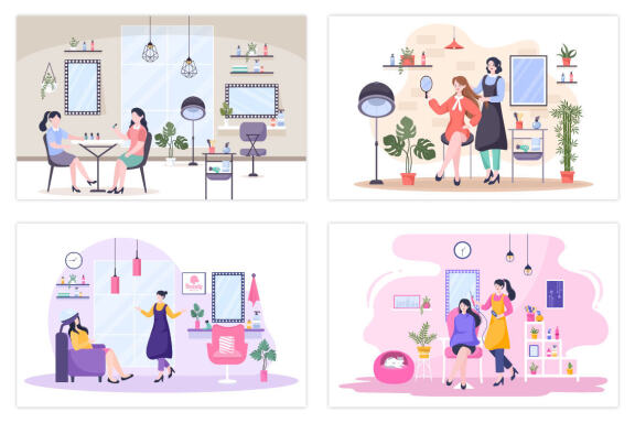 20 Beauty Salon Flat Design Illustration