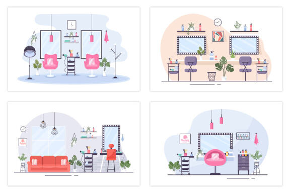 20 Beauty Salon Flat Design Illustration