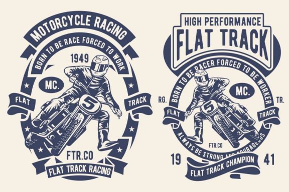 4 Flat Track Badge Design Set