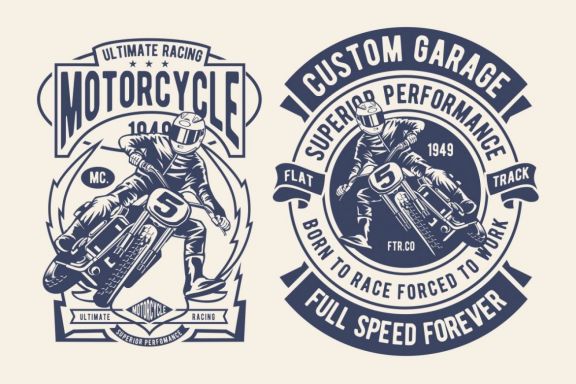 4 Flat Track Badge Design Set