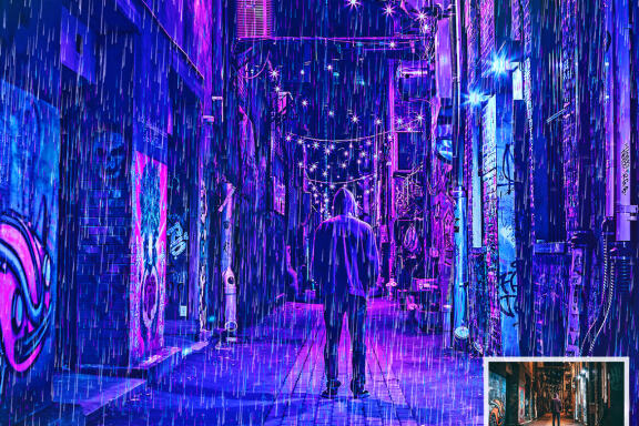 Rain Cyberpunk Photoshop Action