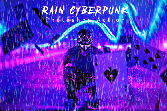 Rain Cyberpunk Photoshop Action