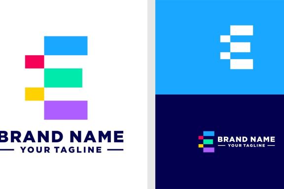 LETTER E LOGO GRAPHIC CHART COLORFUL EDITABLE